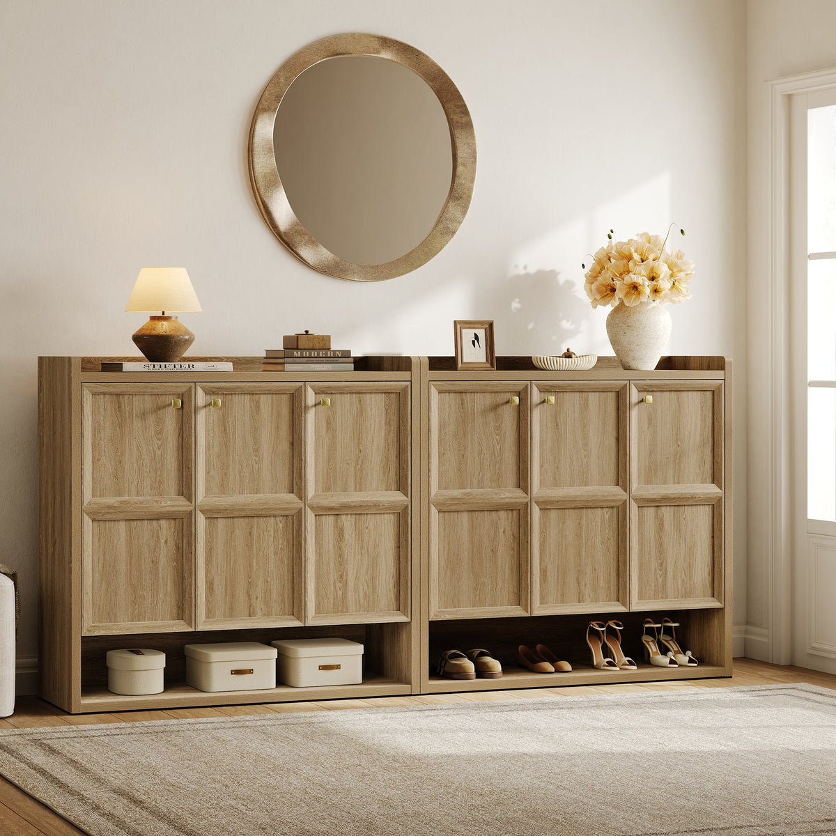 Helio 26-Pair Shoe Cabinet, 3 Doors Storage