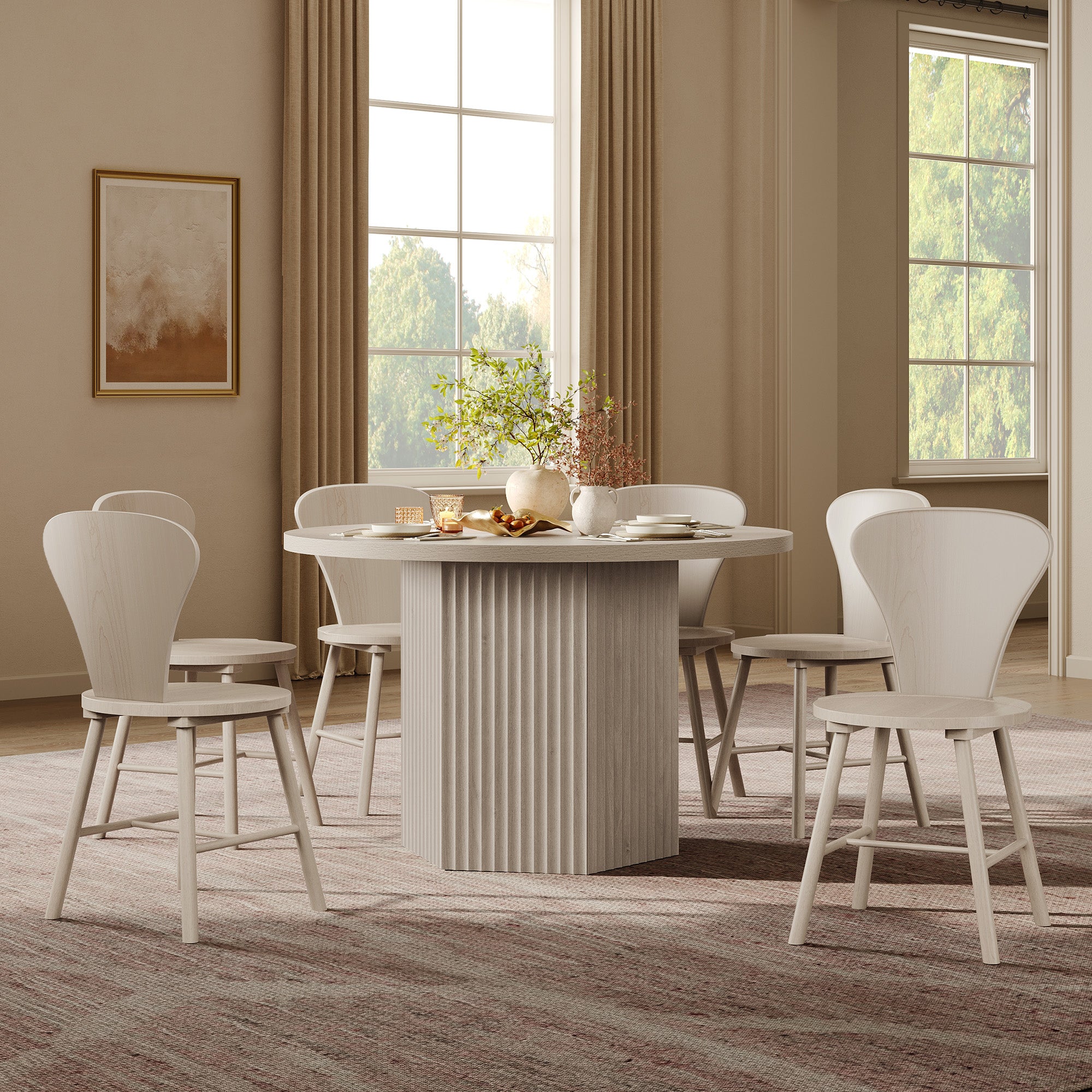 Cas Round Dining Chairs Set of 2, Solid wood