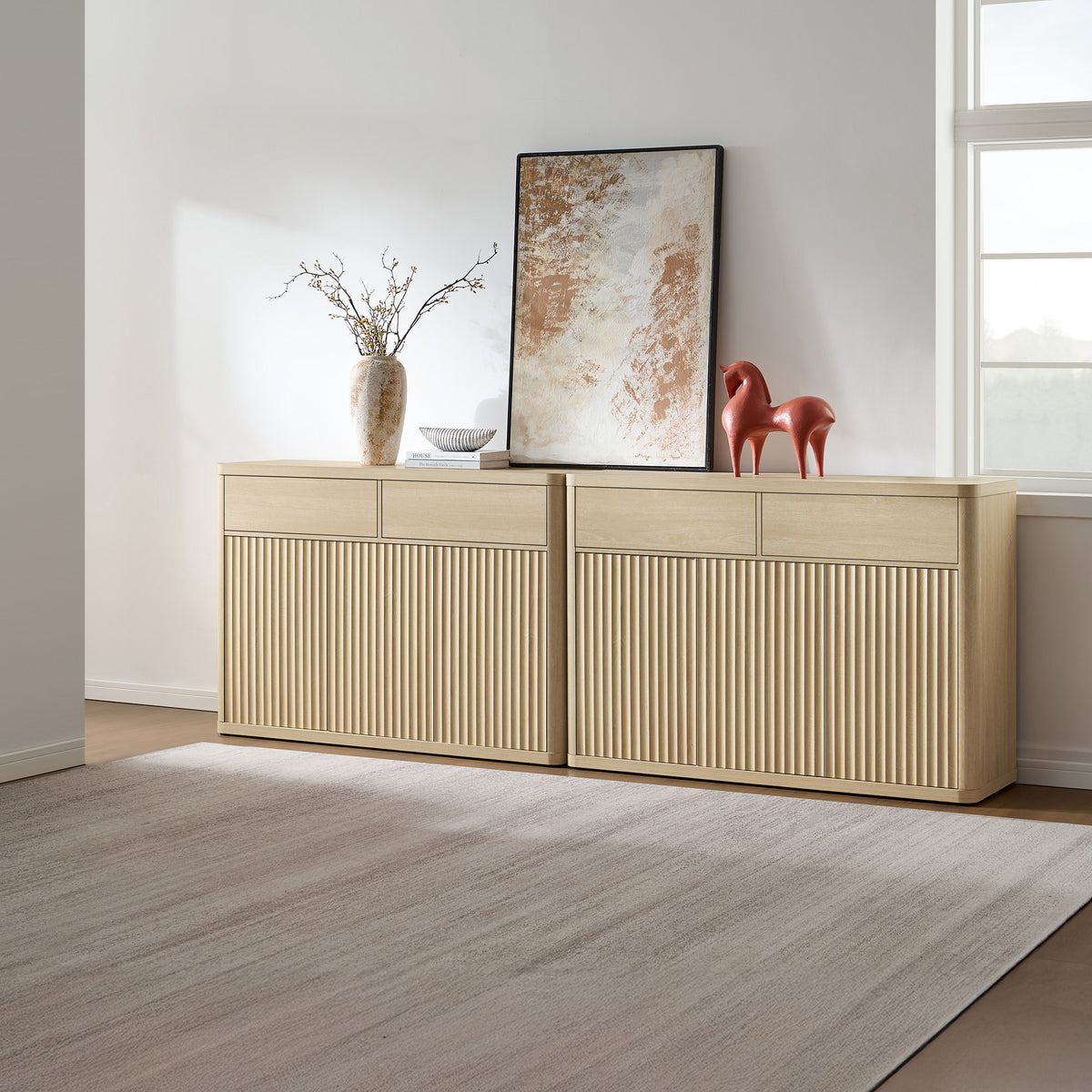 Cas Sideboard Buffet with Large Storage, Set of 2