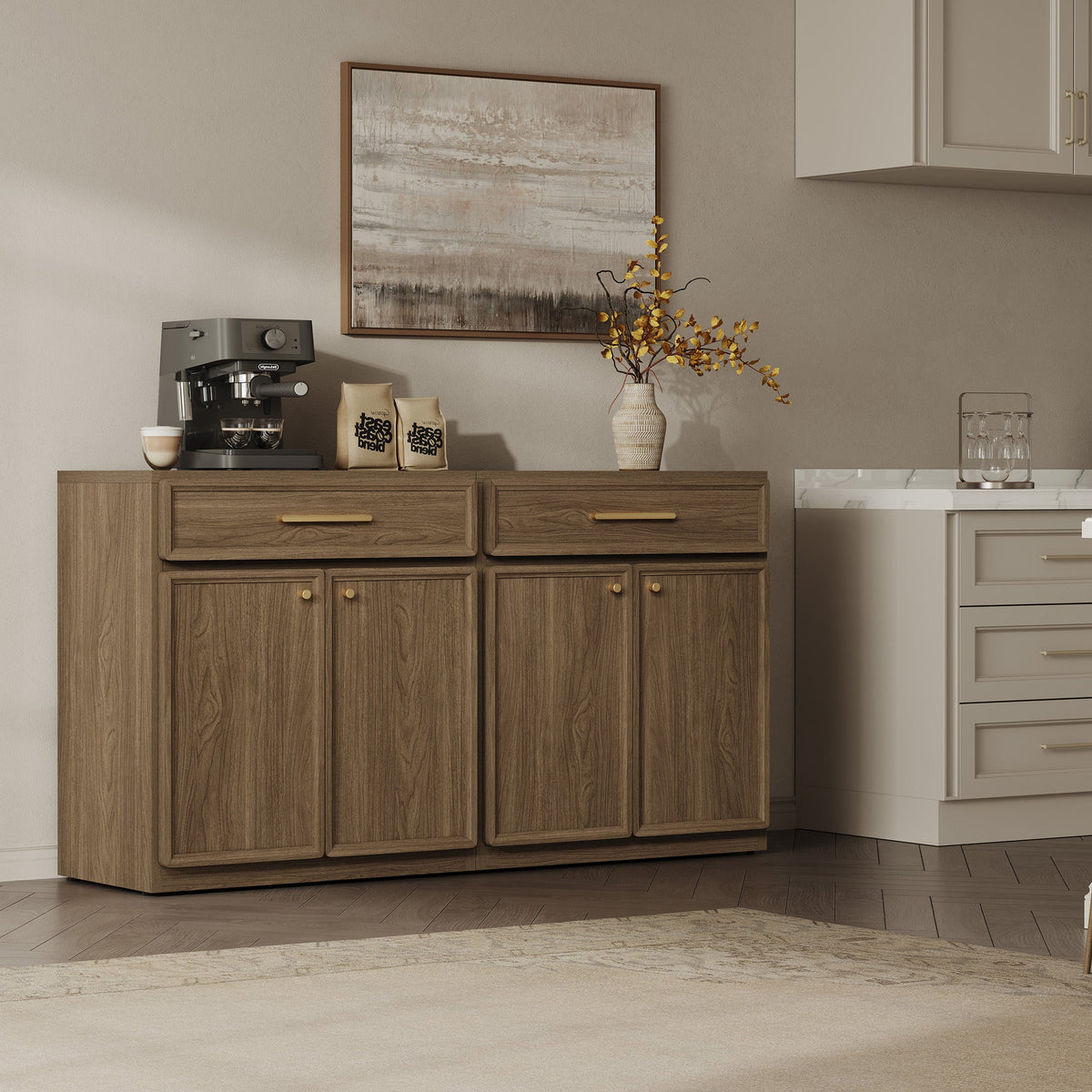 Crescent Sideboard Buffet Cabinet,Set of 3