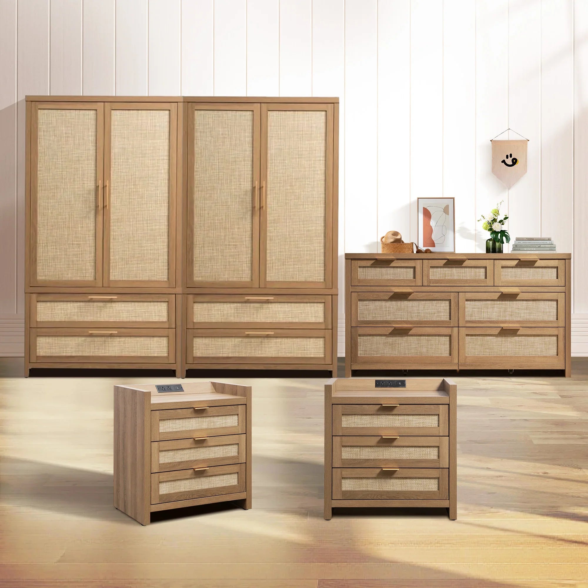 Savanna Dresser, Nightstand and Wardrobe Bedroom Set
