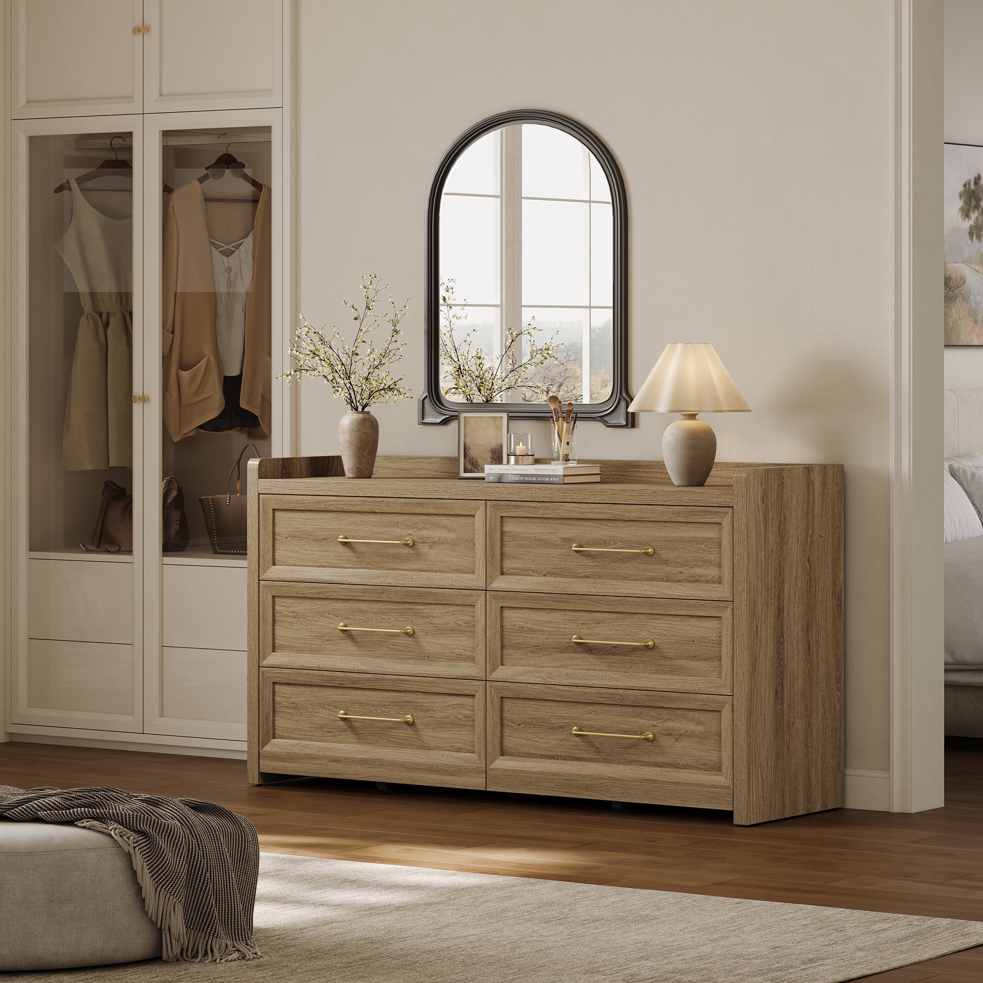 SICOTAS Rustic 3 Piece Bedroom Set, Dresser and Nightstand Set with Storage, Modern 56.4