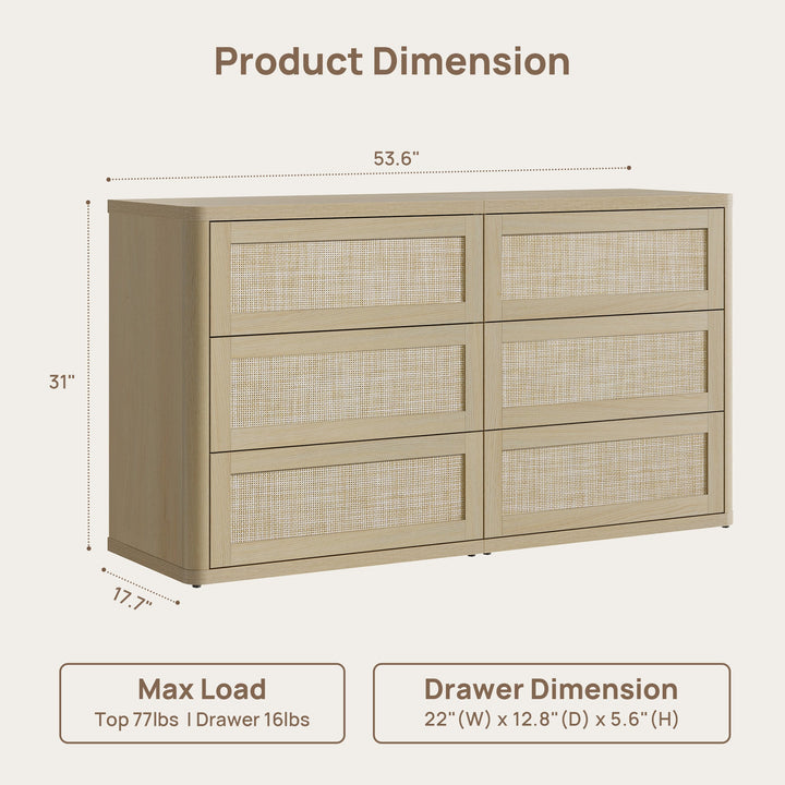 Zura 31-Inch Tall 6 Drawers Dresser, Straight Edge