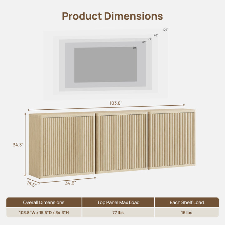 Cas TV Stand with 2-Door Storage, Set of 3