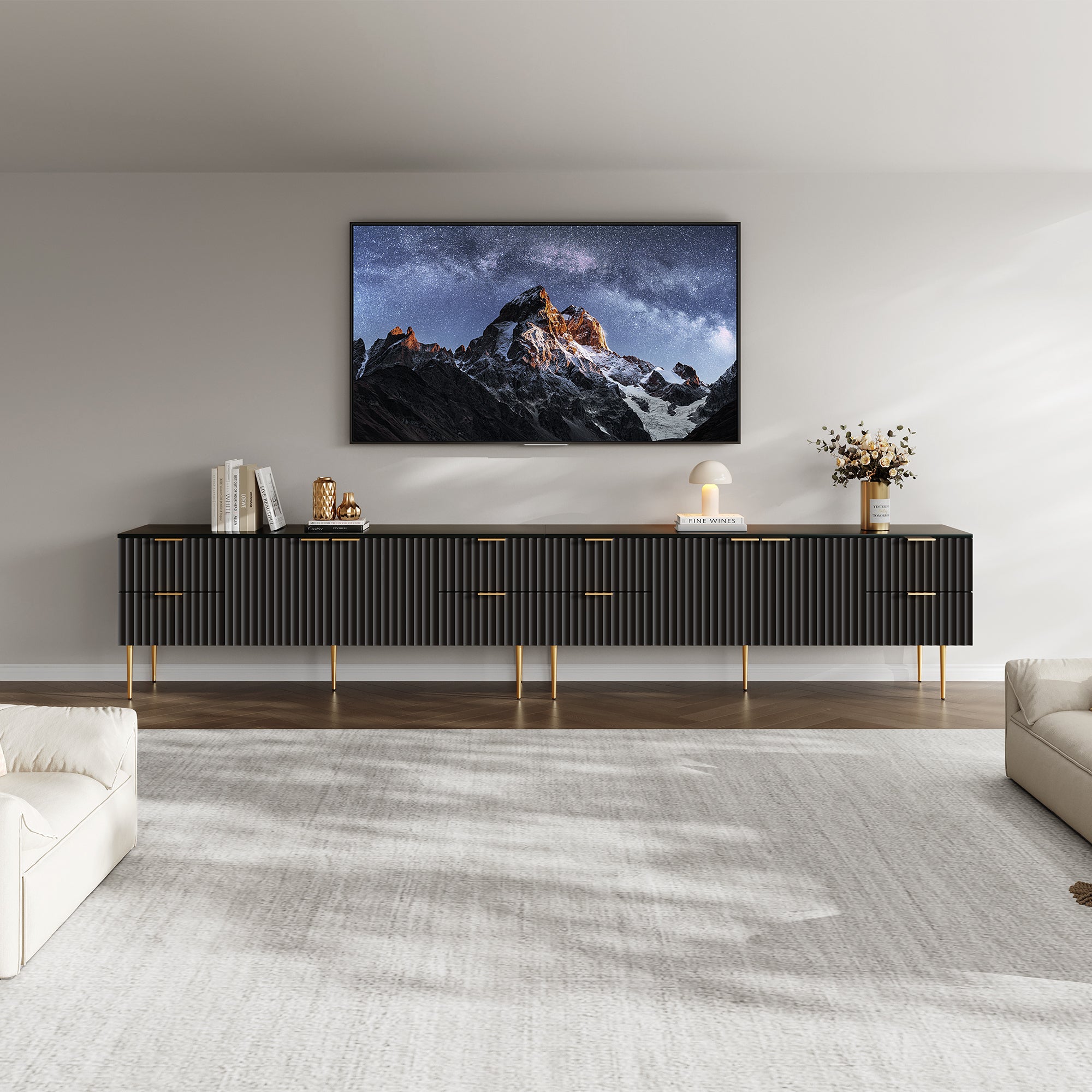 Opus Black TV Stand, Large Storage