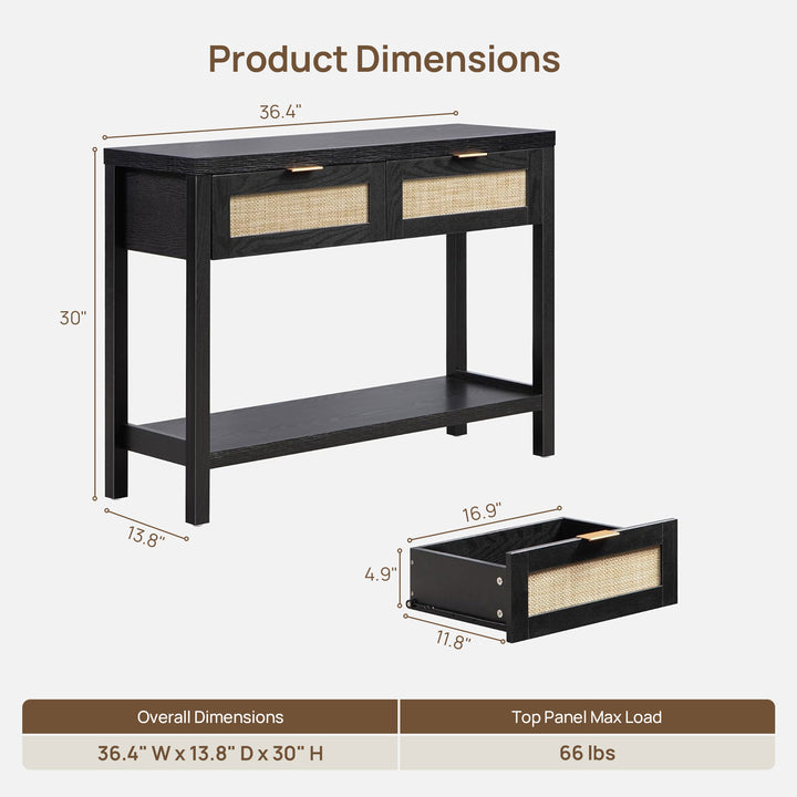 Savanna Black Console Table, Entryway Storage