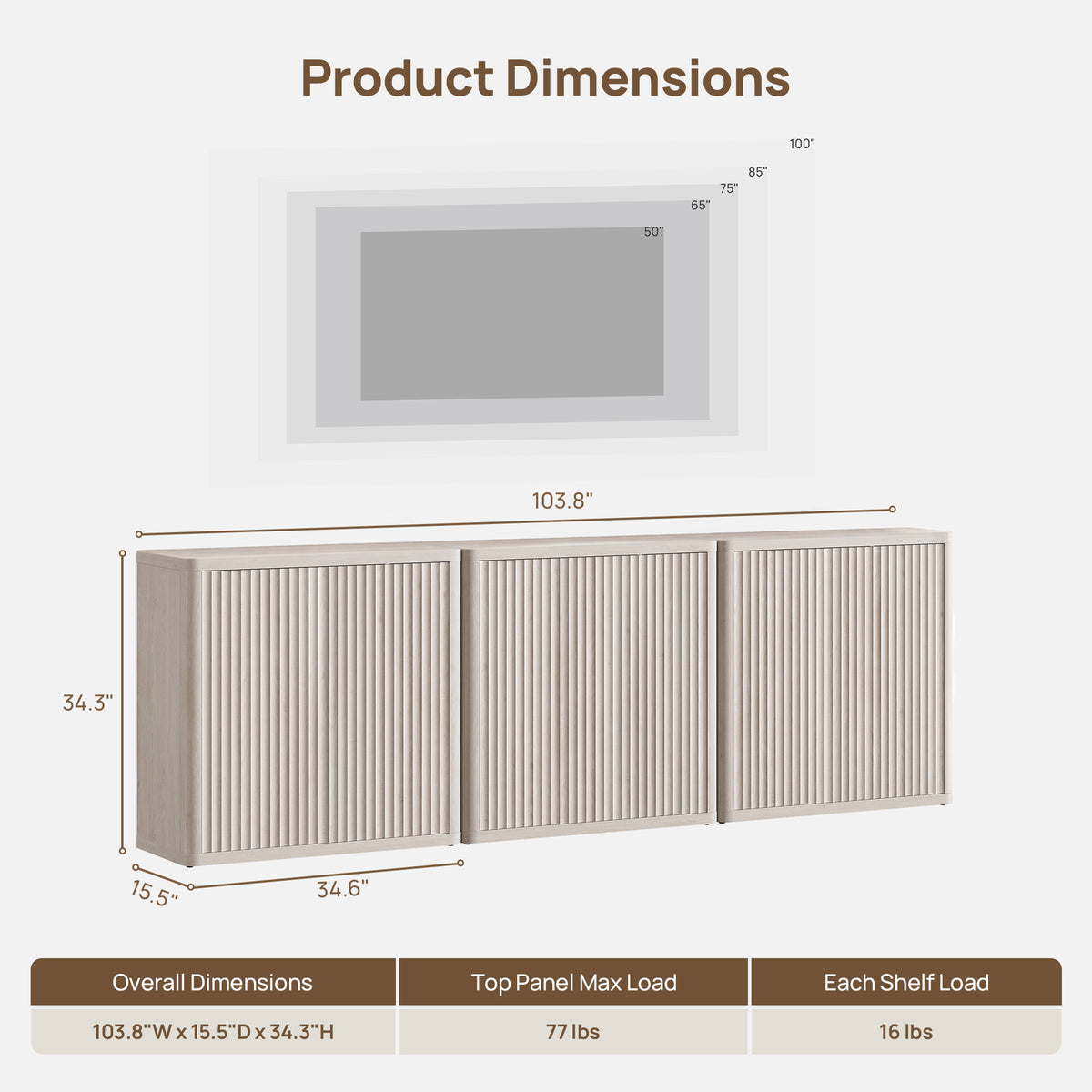 Cas TV Console with 2 Doors, Set of 3