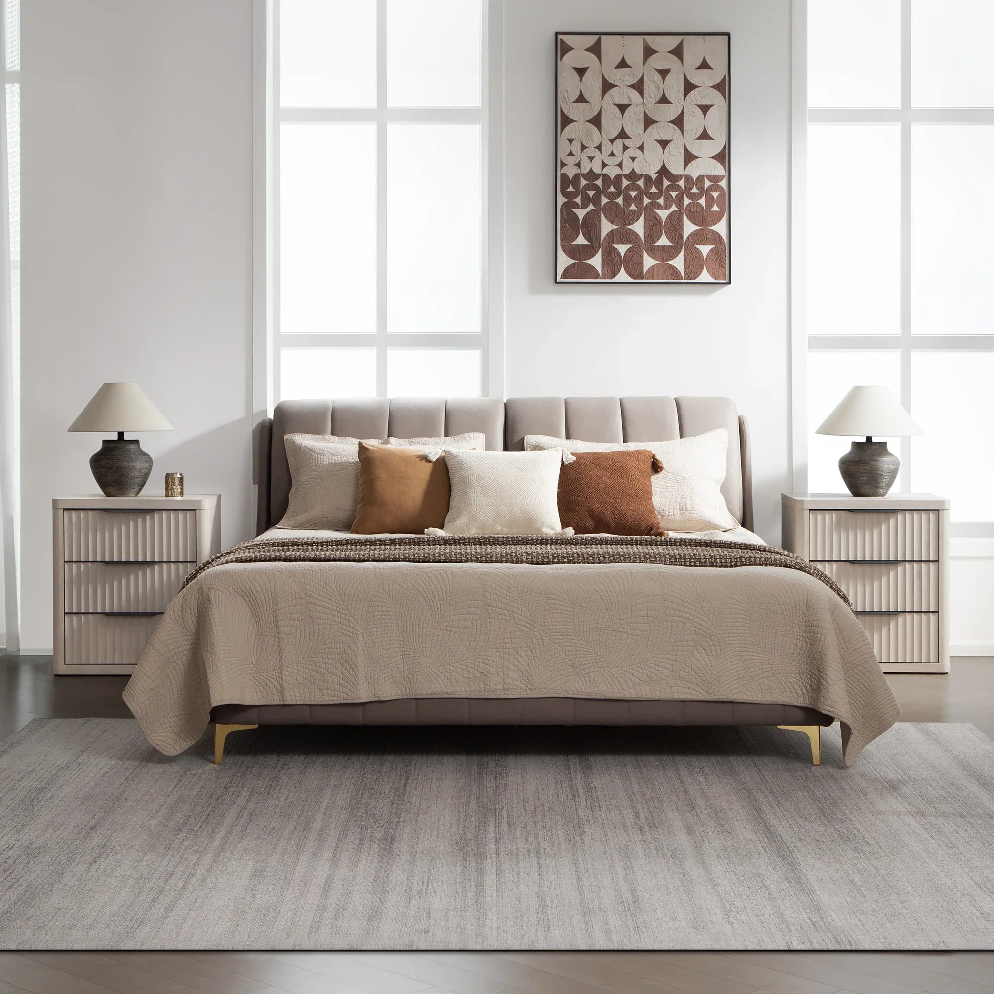 Cas 6 Drawers Dresser and 3 Drawers Nightstands Set for Bedroom