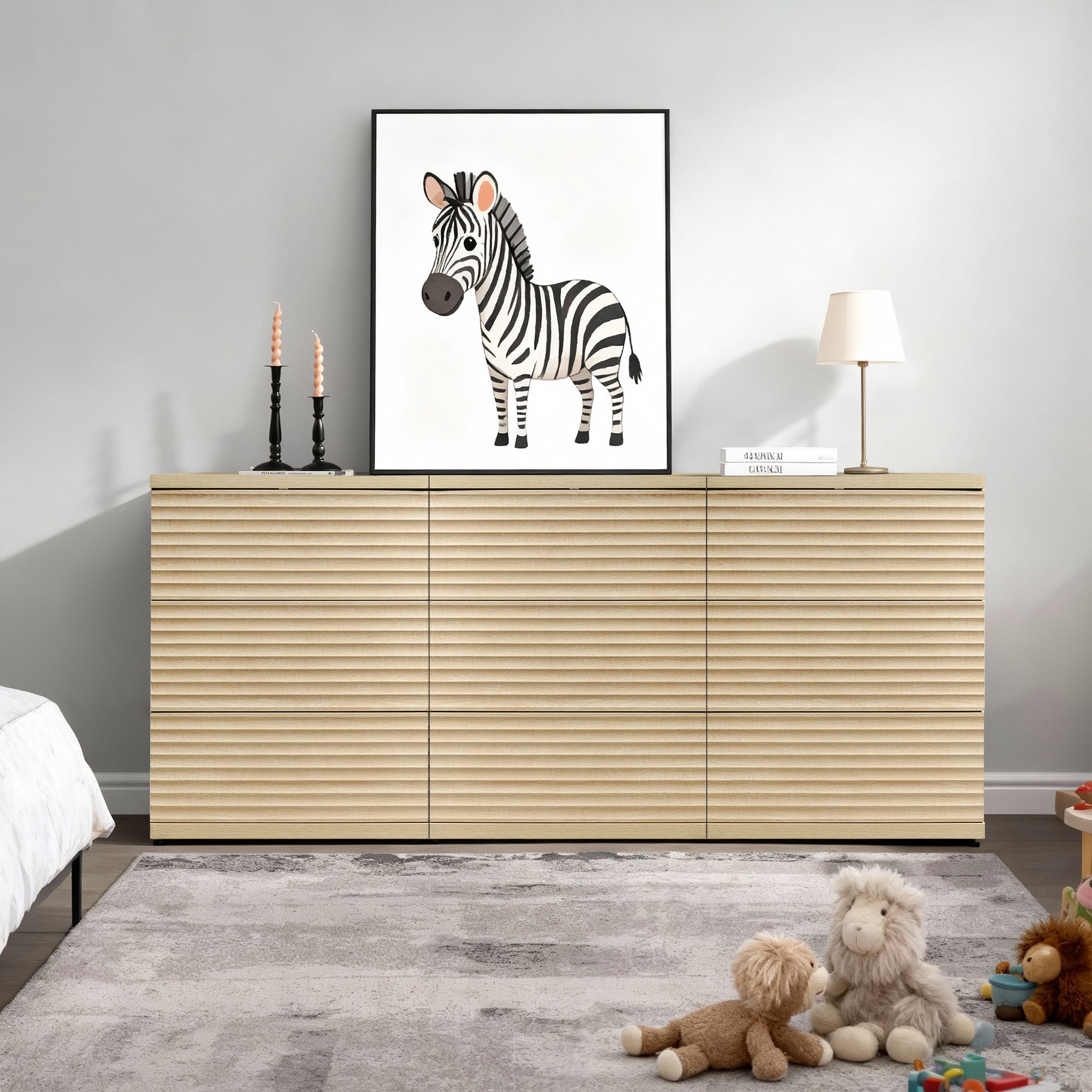 Stria Dresser and Nightstands Set, Large Storage