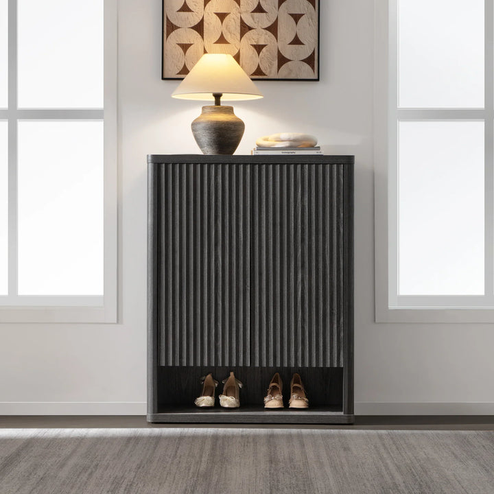 Cas Black Shoe Cabinet Entryway