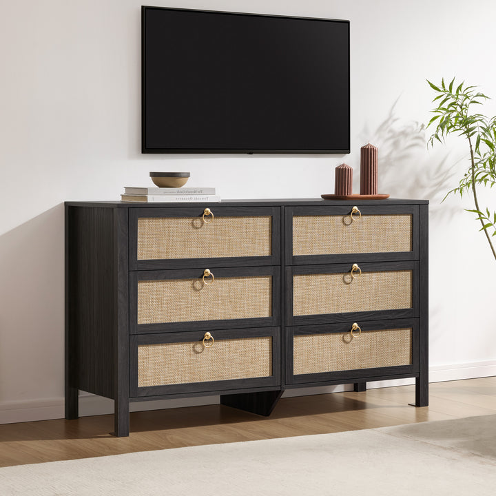 Terra 6-Drawer Black Dresser