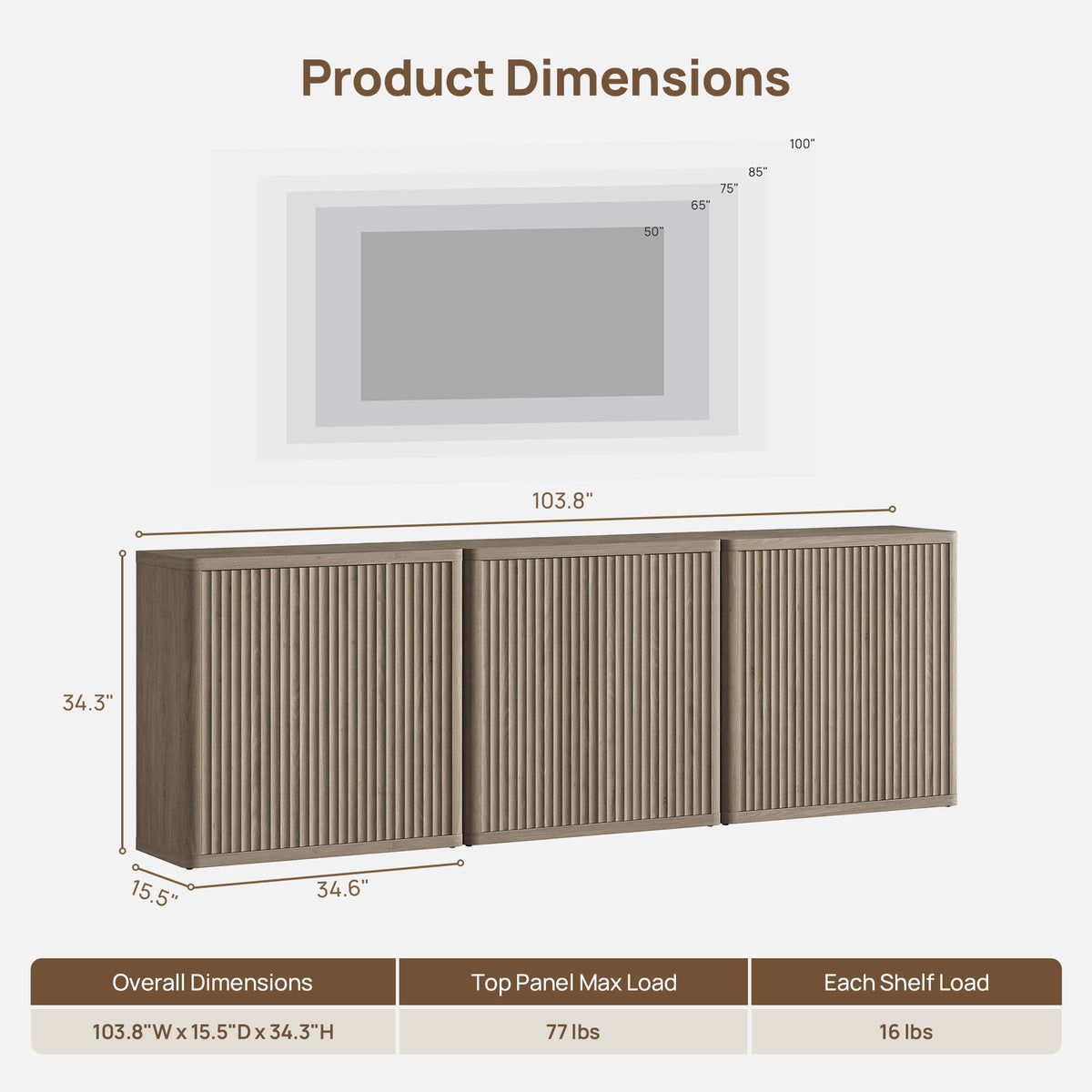 Cas TV Cabinet with 2 Doors, Set of 3