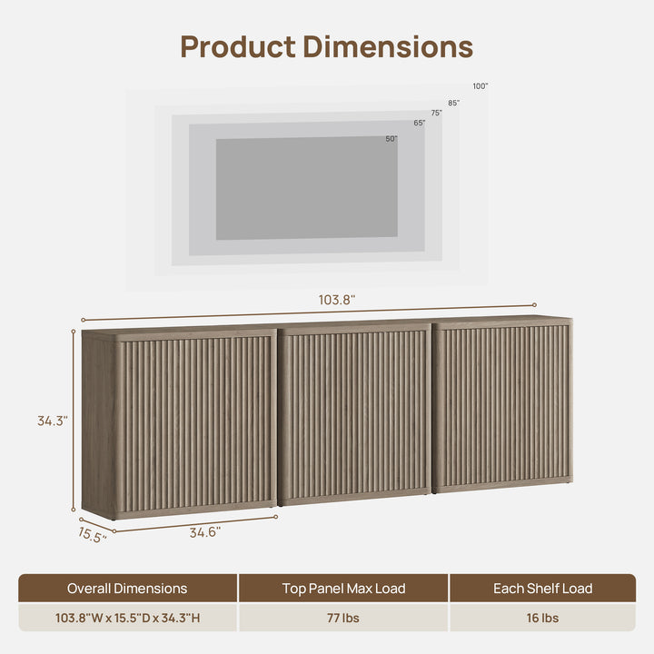 Cas TV Cabinet with 2 Doors, Set of 3