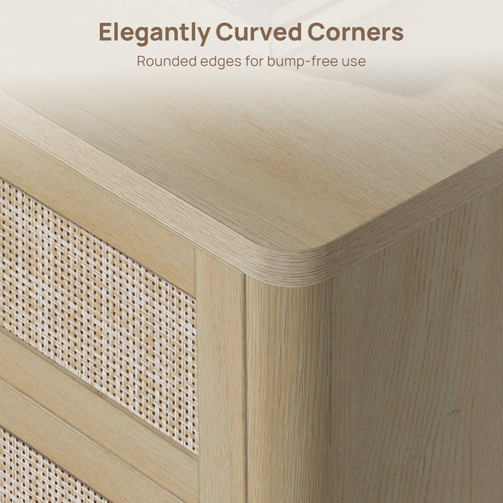 Zura Sectional Rattan Dresser and 3-Drawer Nightstand Set