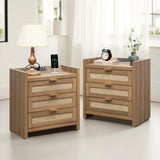 Savanna 3 Drawers Nightstand - 2 Pieces - Reclaimed Caramel Oak