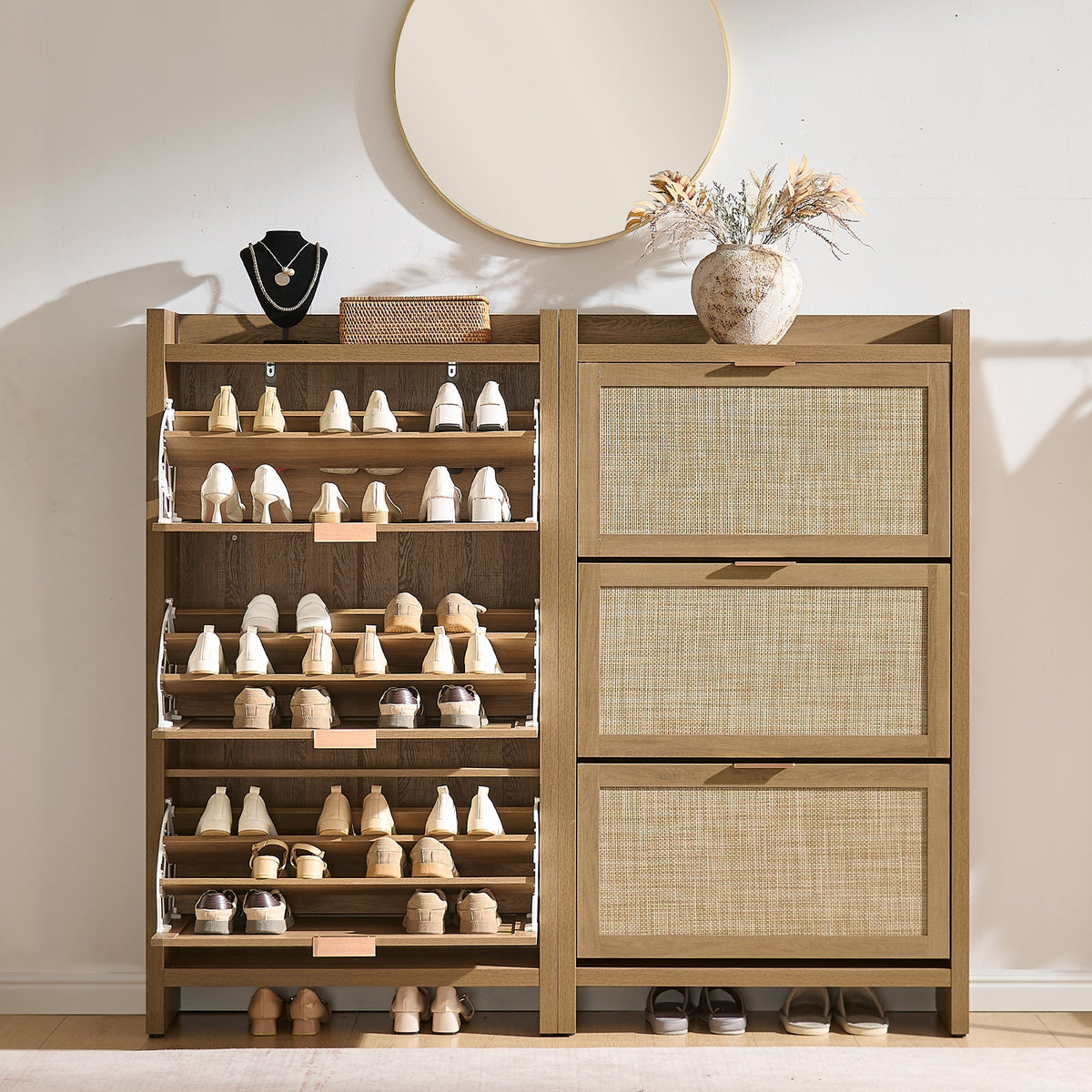 Savanna Flip Shoe Cabinet, 30-Pair Organizer, Set of 2