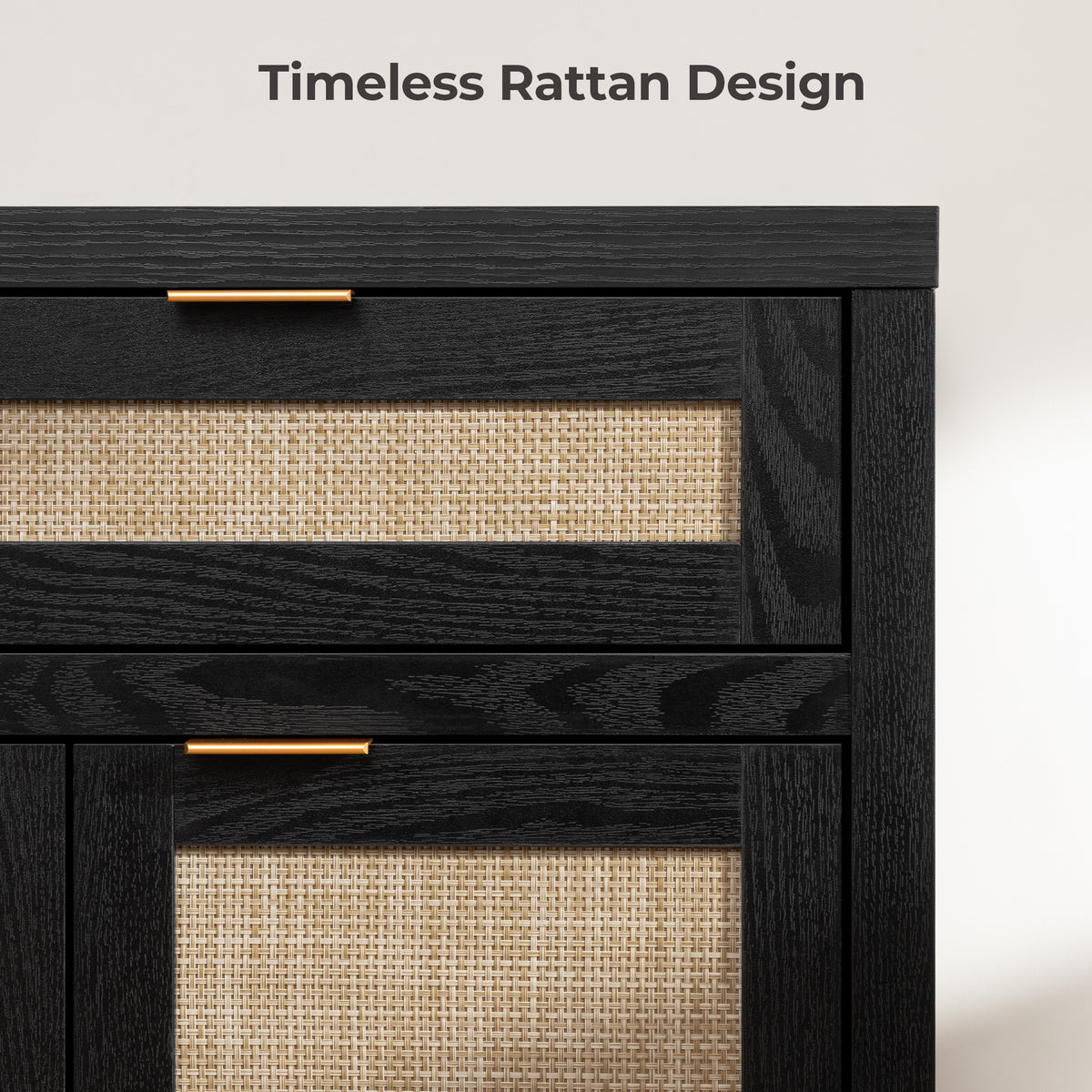 Savanna Black Rattan Sideboard with Drawers