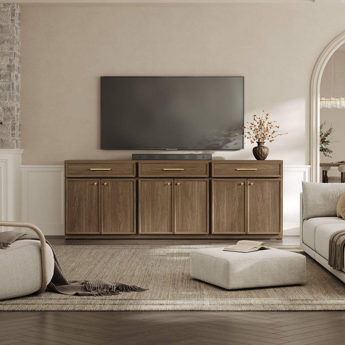 Crescent Sideboard Buffet Cabinet,Set of 3