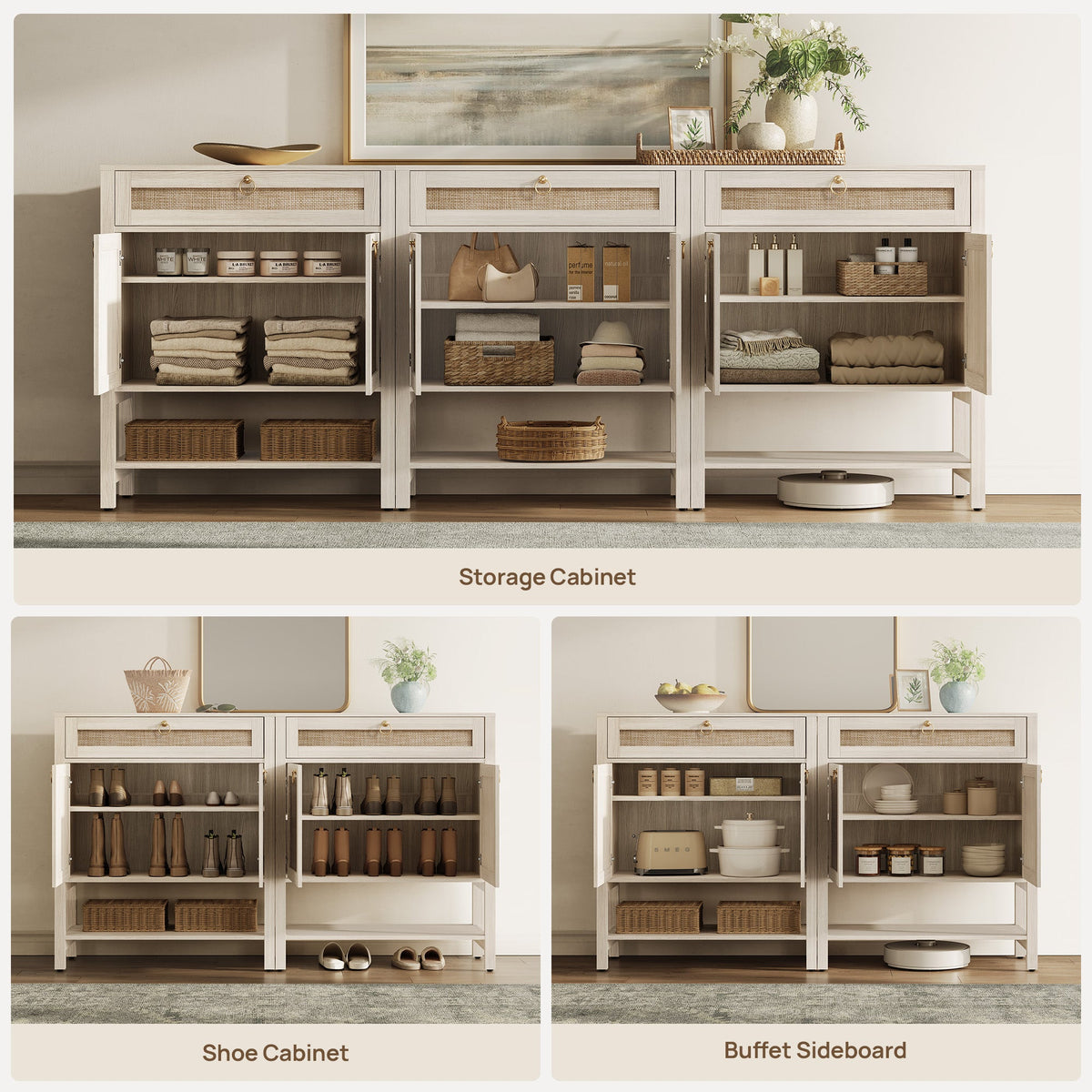 Terra Modern Sideboard, Flexible Storage - Carbon Cherry - 1 Piece