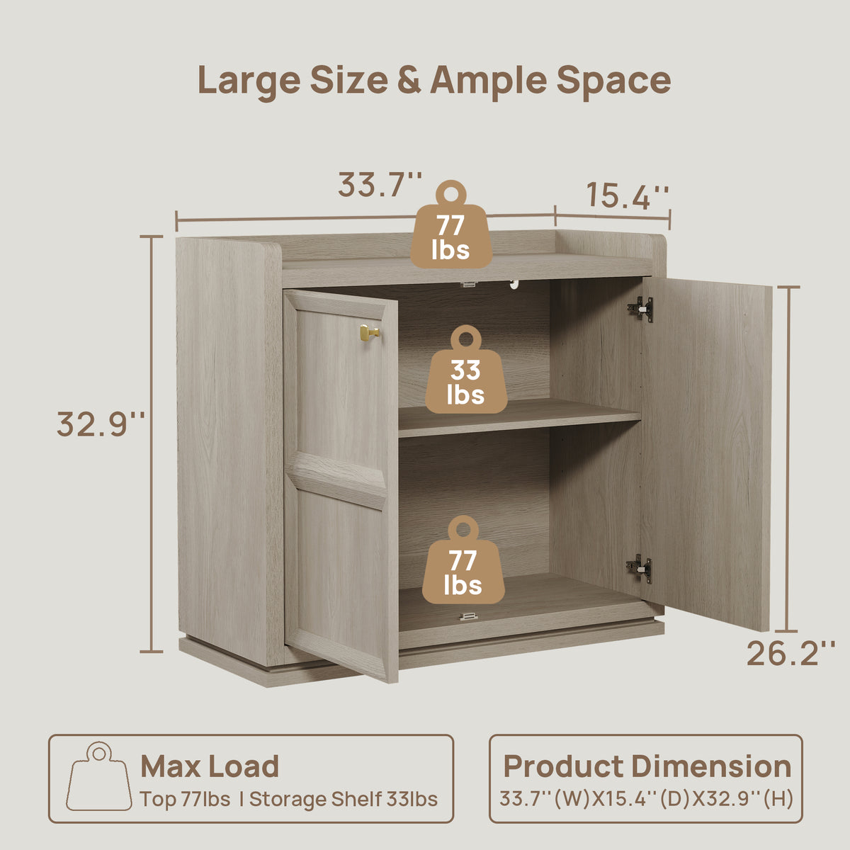 Helio Buffet Cabinet, 33Inch Height, Set of 3