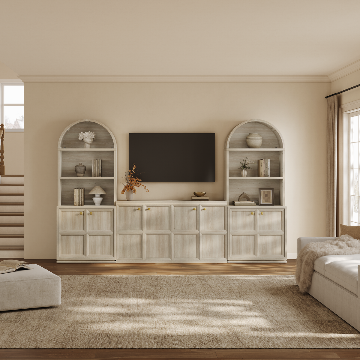 Helio 2-Door Arched Bookcase with Oval Cutout