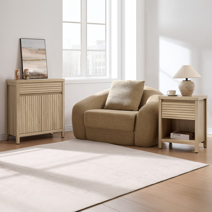 Prelude Wave-Pattern Nightstand with Drawer