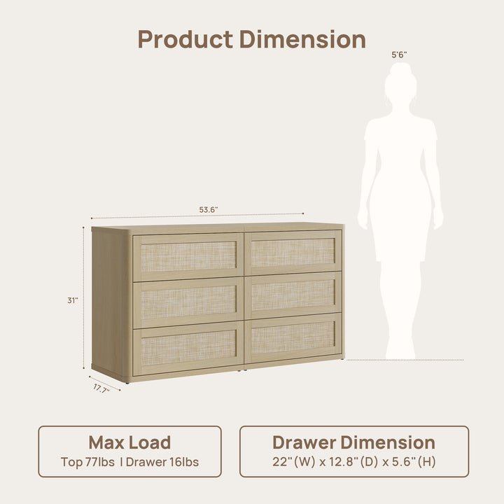 Zura 31'' Tall 6 Drawers Dresser, Modular Design