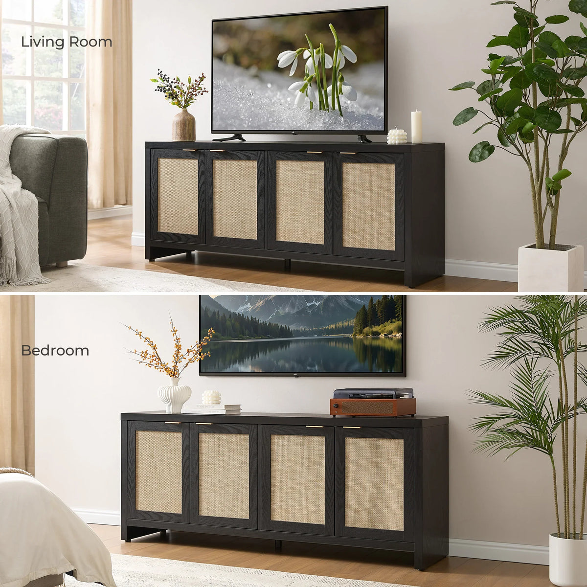 Savanna TV Storage Cabinet with 4 Doors, up to 65''