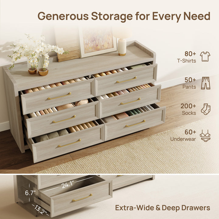 Helio White 6 Drawers Dresser