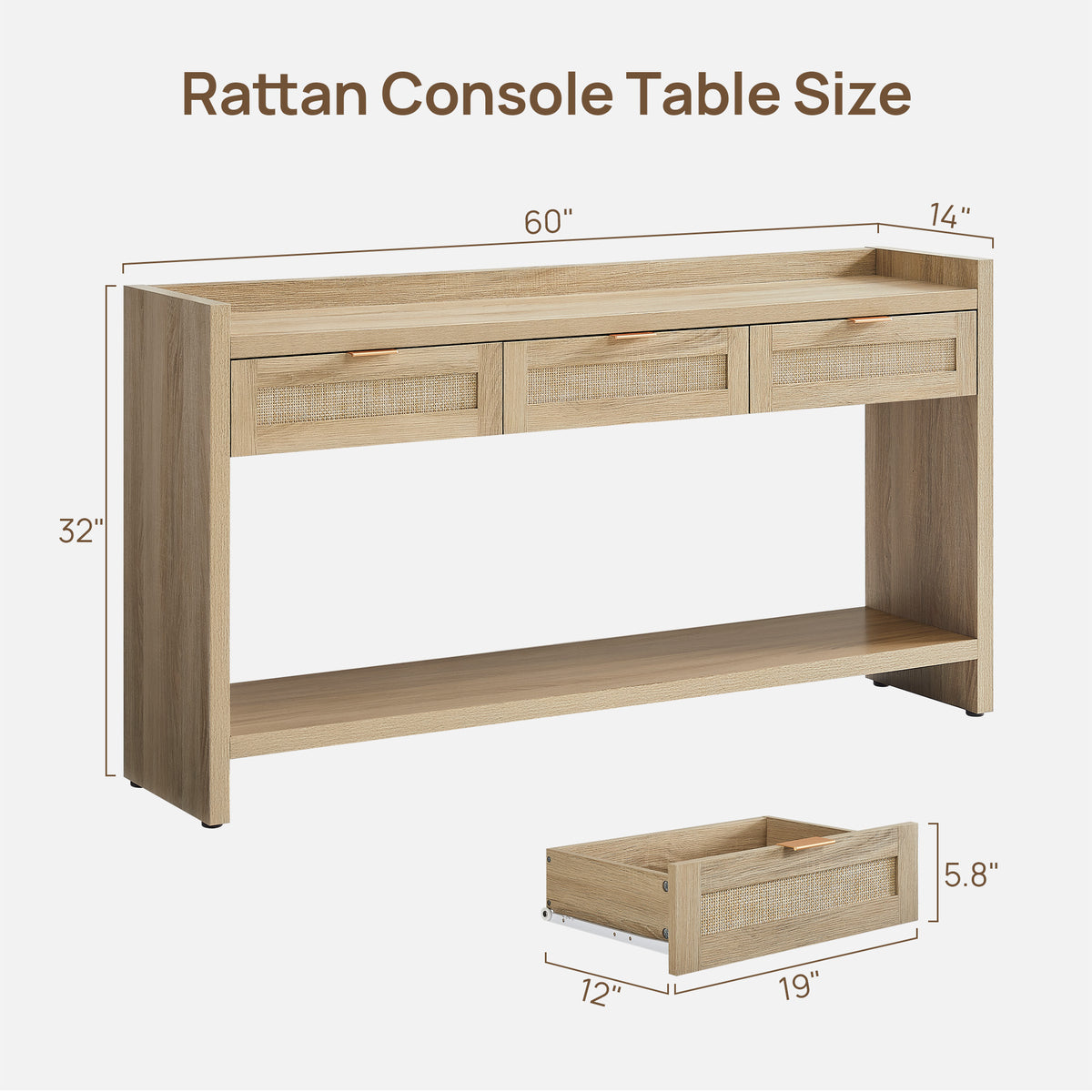Savanna Rattan Console Table, 32'' Tall, Set of 2