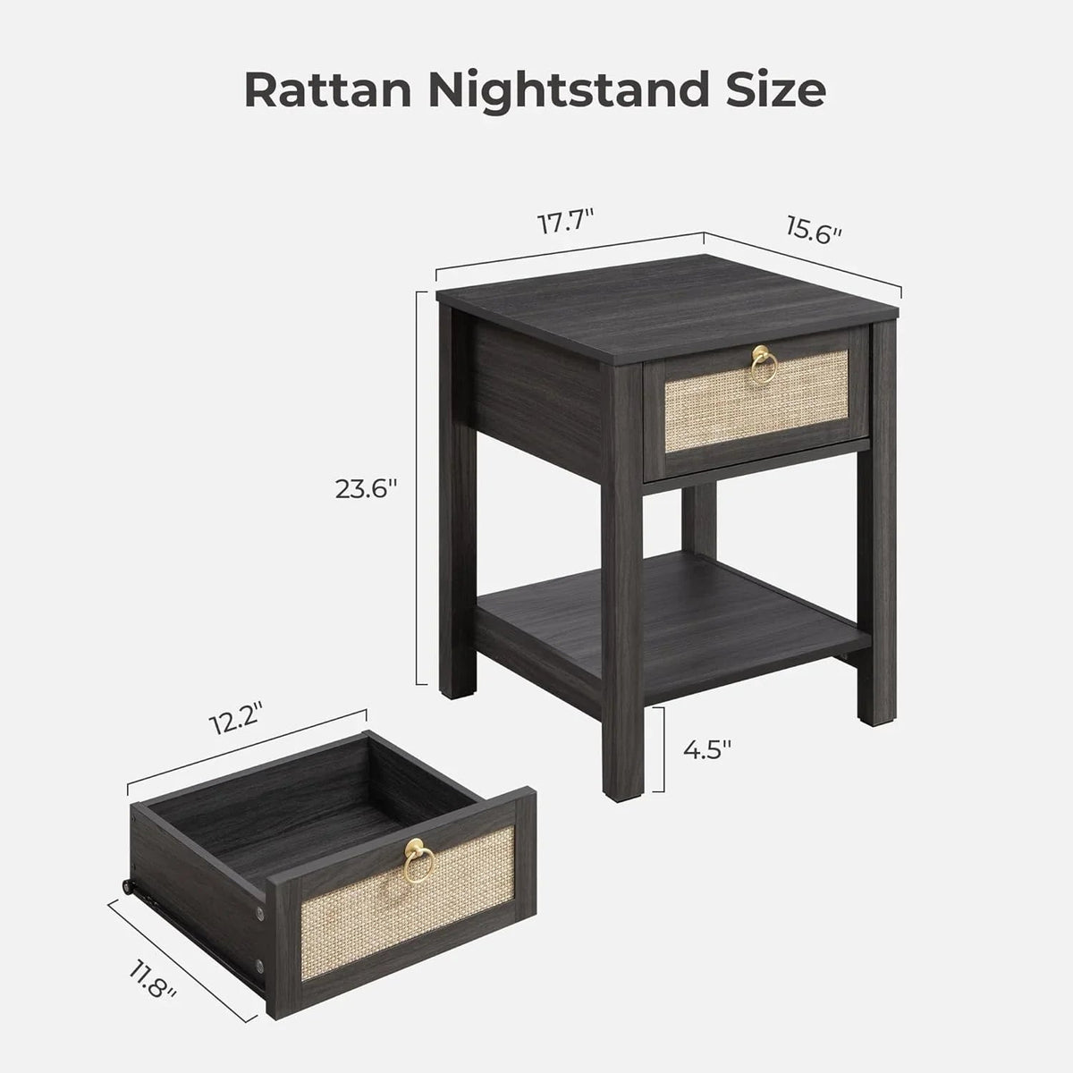 Terra Nightstand with 1 Drawer, Set of 2