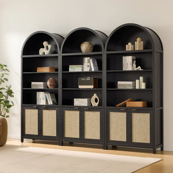 Savanna 84'' Tall Arched Bookcase with Storage, Set of 3