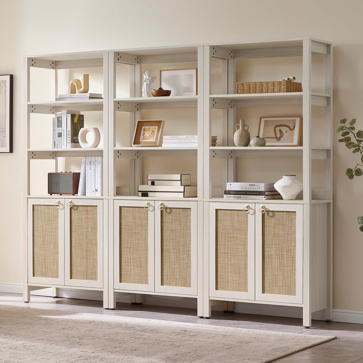 Terra Rattan White Bookshelf, 2 Doors