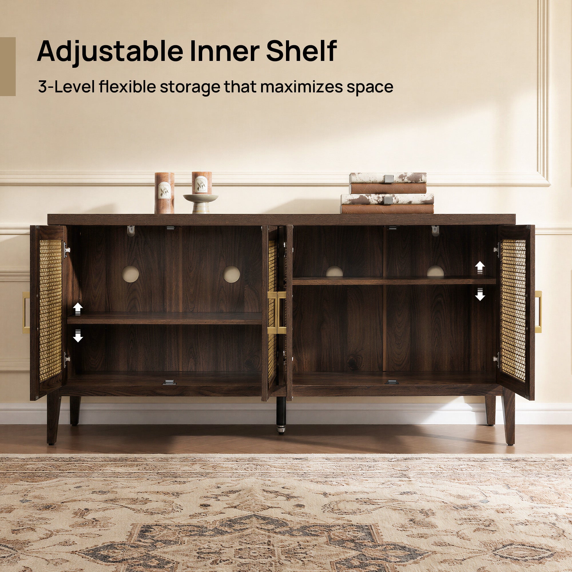 Andy TV Stand with 4 Doors - 1 Piece - Espresso Brown