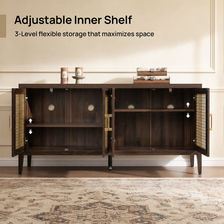 Andy TV Stand with 4 Doors - 1 Piece - Espresso Brown
