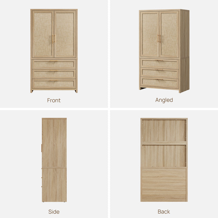 Savanna Rattan Wardrobe, Flexible Storage
