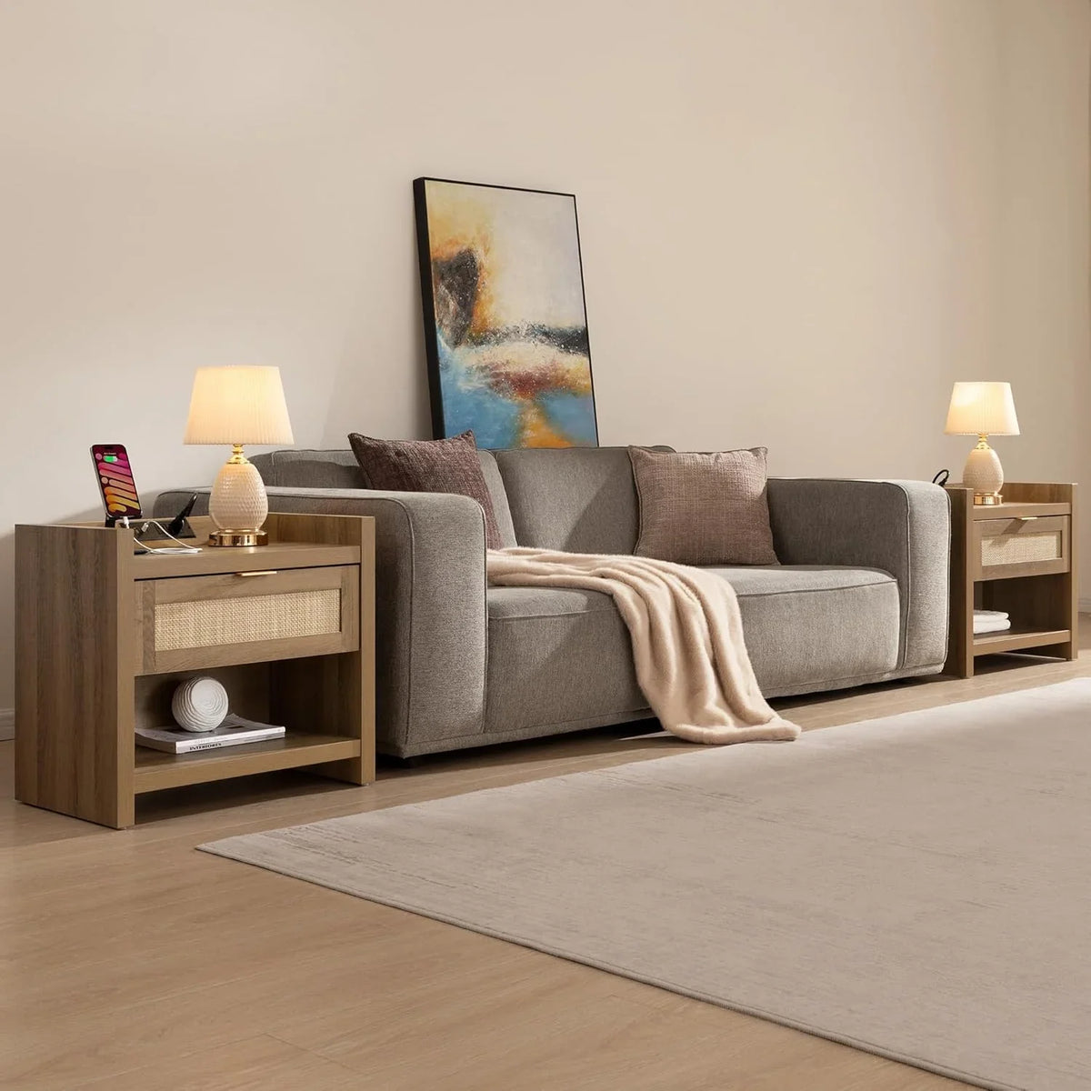 Savanna Rattan Nightstand with Drawer