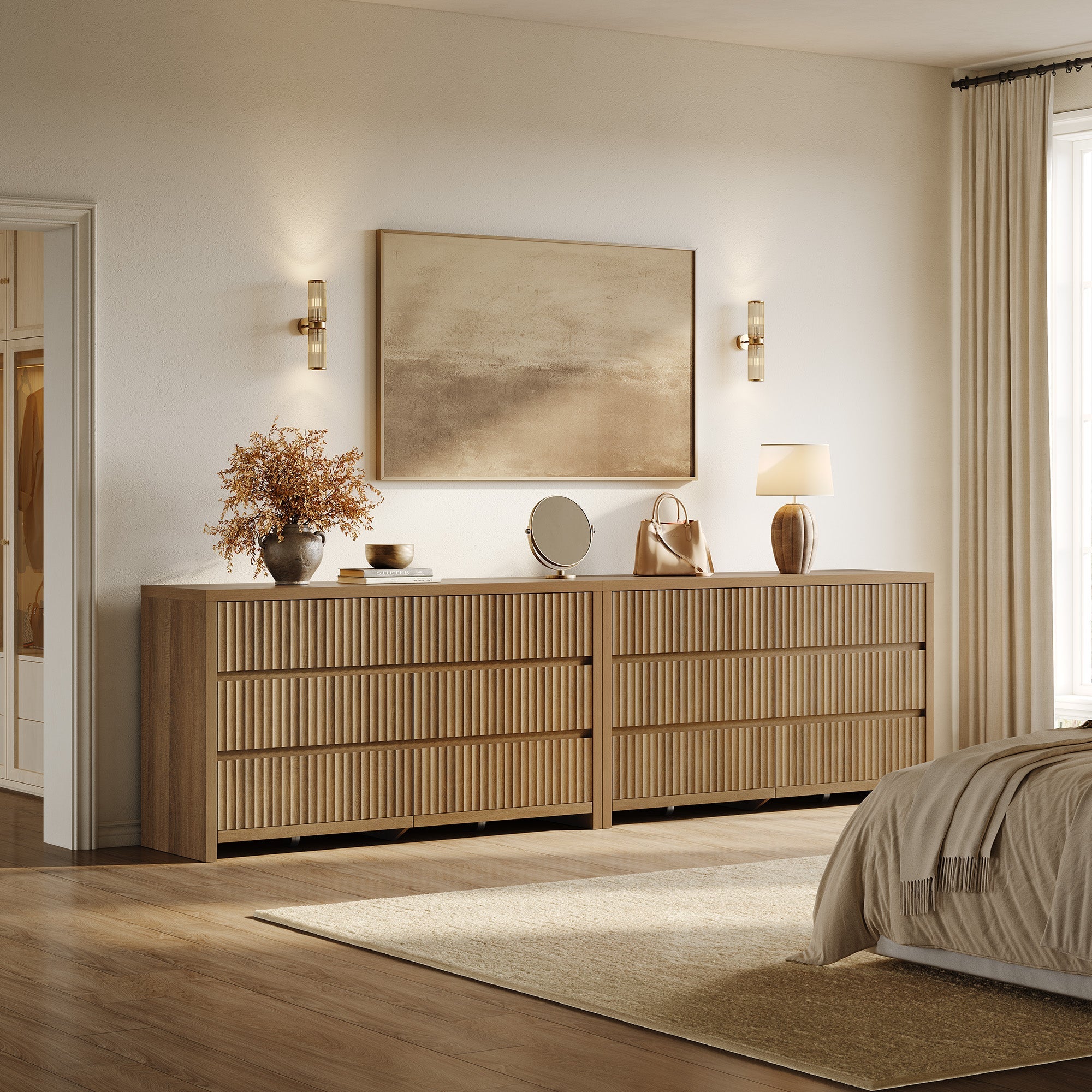 Prelude 6 Drawers Dresser, Large Capacity, Set of 2
