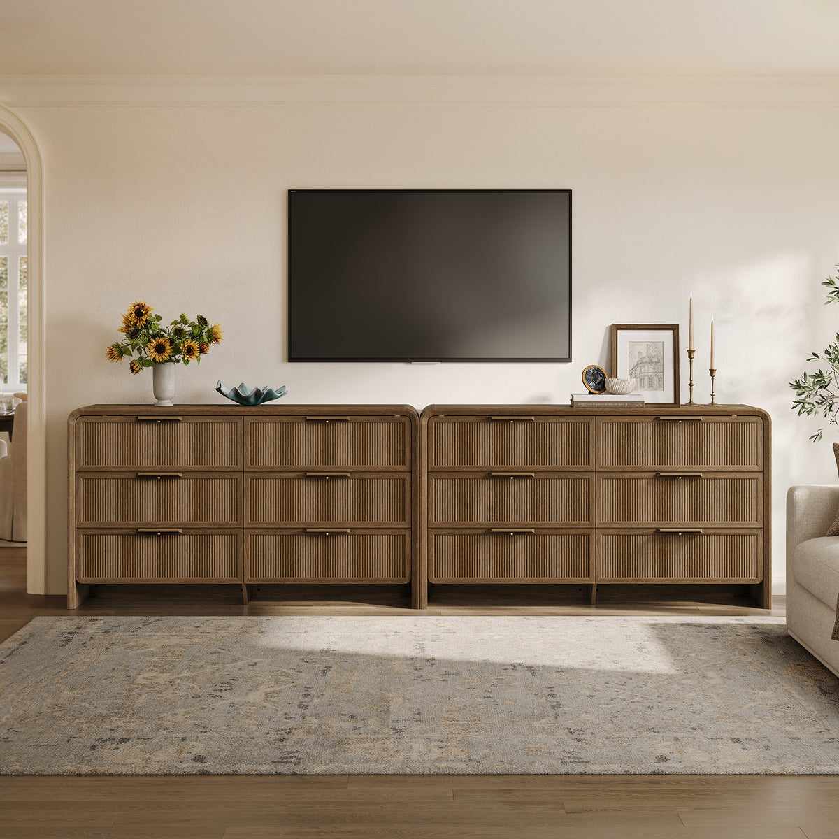 Alina 55'' Wide Bedroom Dresser with 6 Drawers, Set of 2