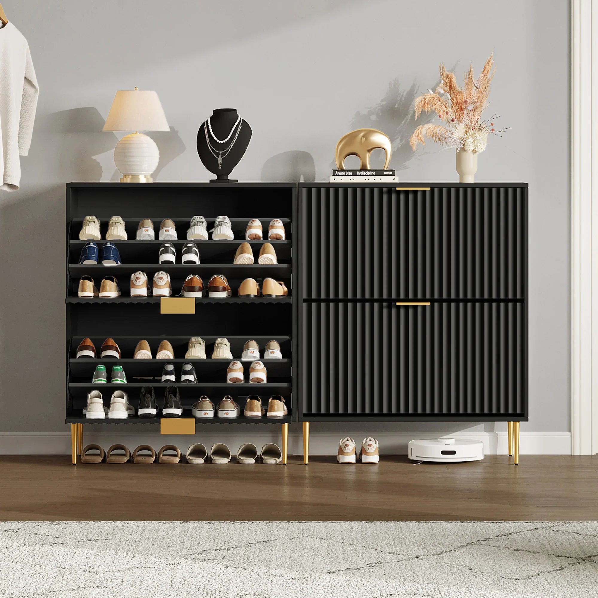 Opus 2-Tier Shoe Cabinet with Storage