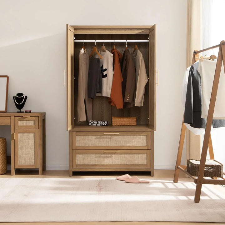 Savanna Dresser, Wardrobe and Nightstands with Charger Set