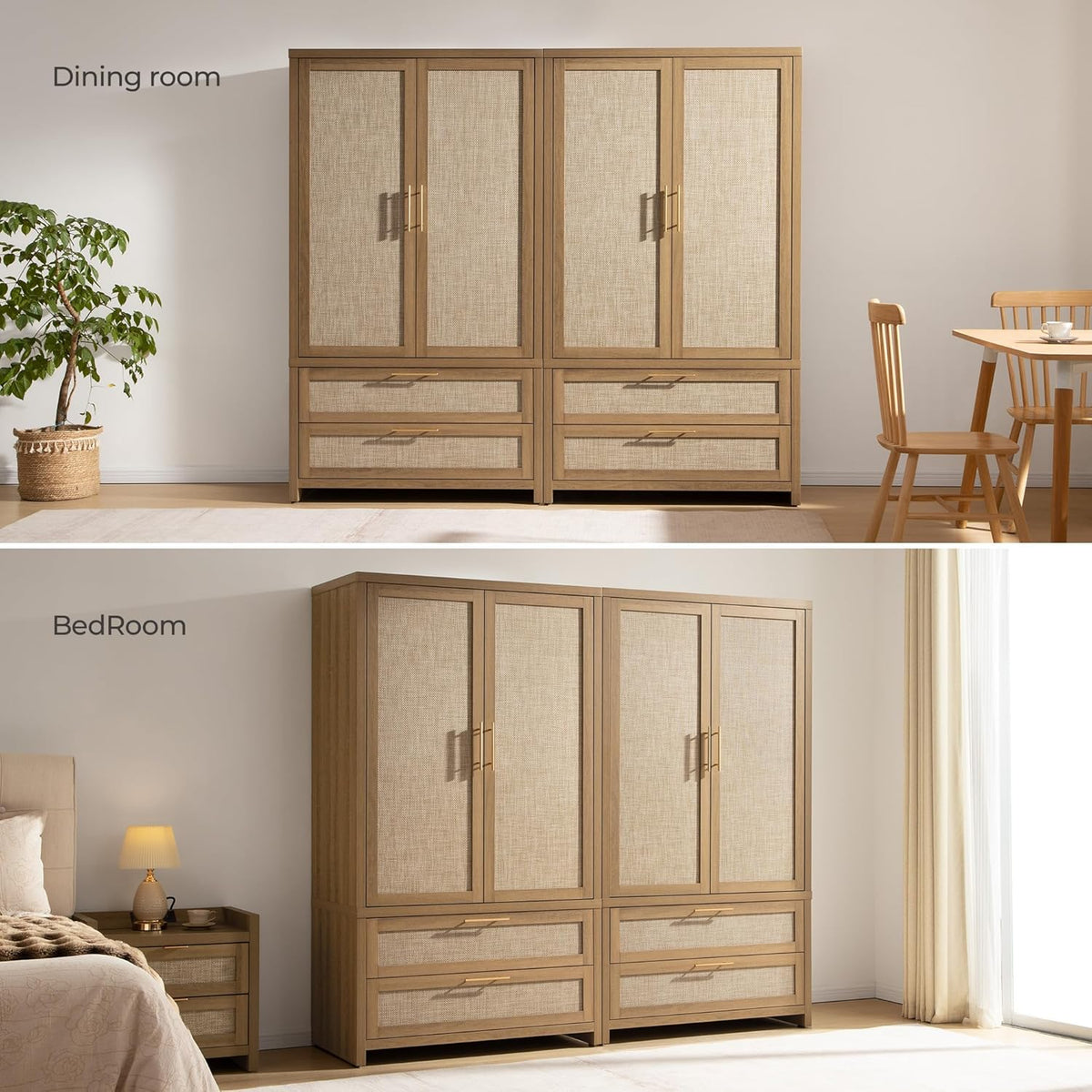 Savanna Wardrobe with 2 Drawers and Doors, Set of 2