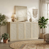 Zura 2-Door Buffet Cabinet, Large Storage - Sand Oak - 2 Pieces