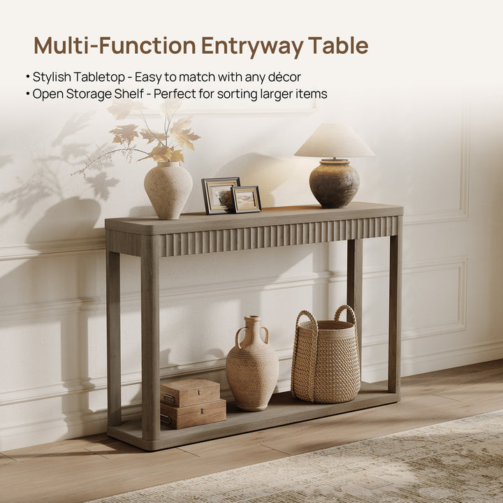 Cas Fluted 2-Tier Console Table, 47.3-Inch Wide