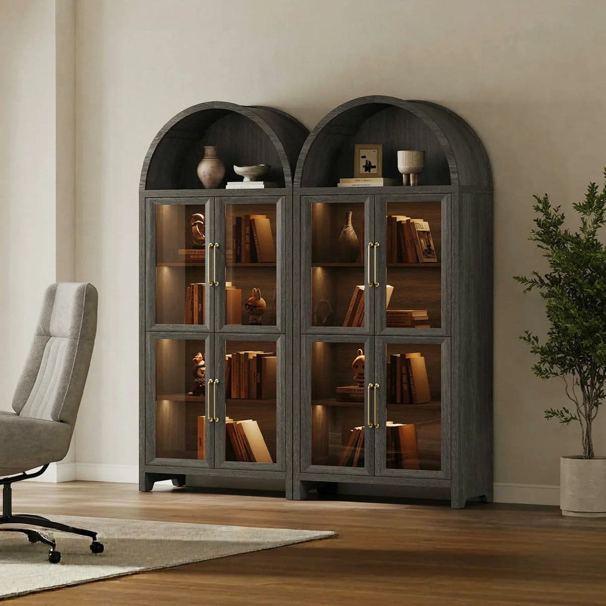 Helio Display Cabinet with Glass Door, Set of 2