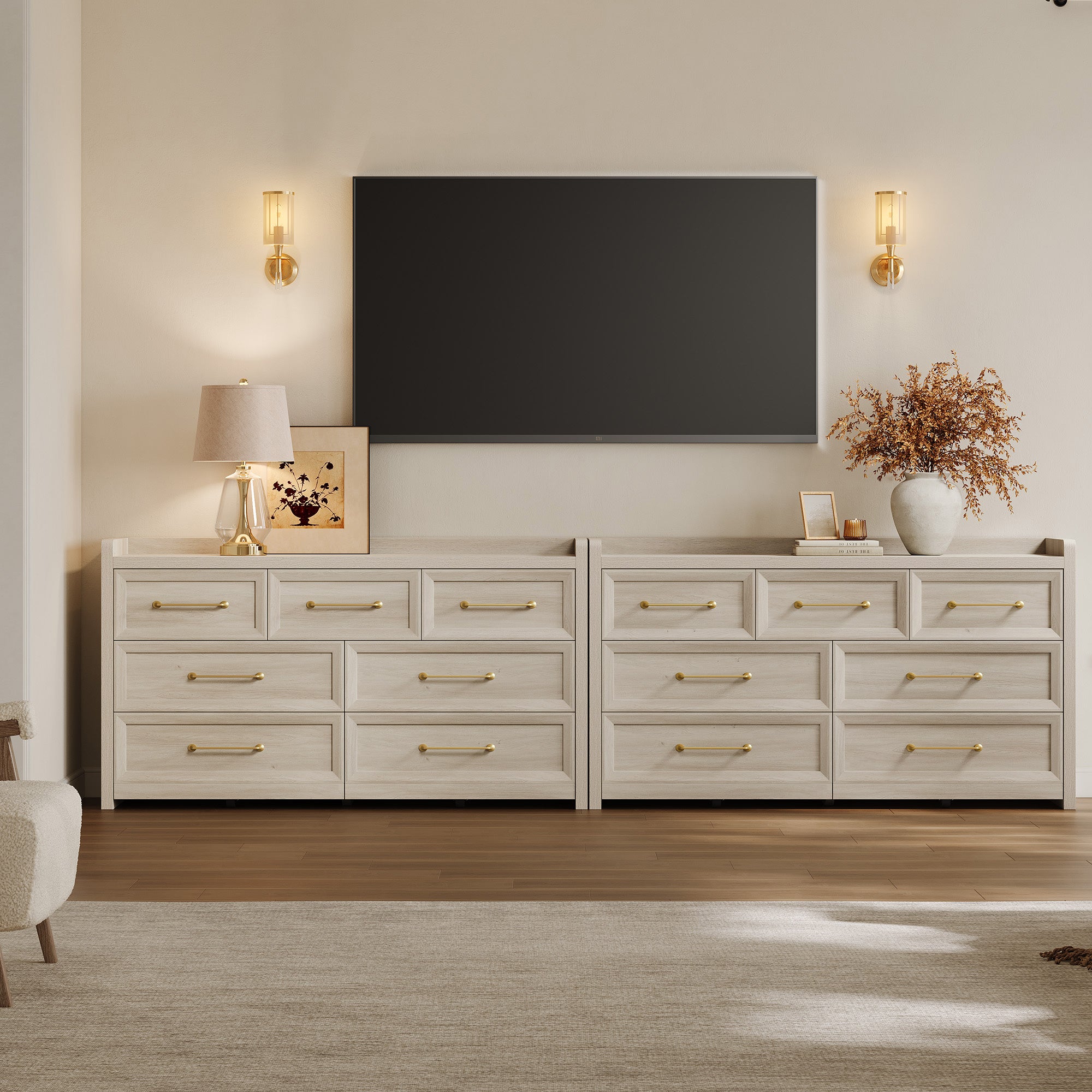 Helio White Dresser with 7 Drawers, Bedroom Storage