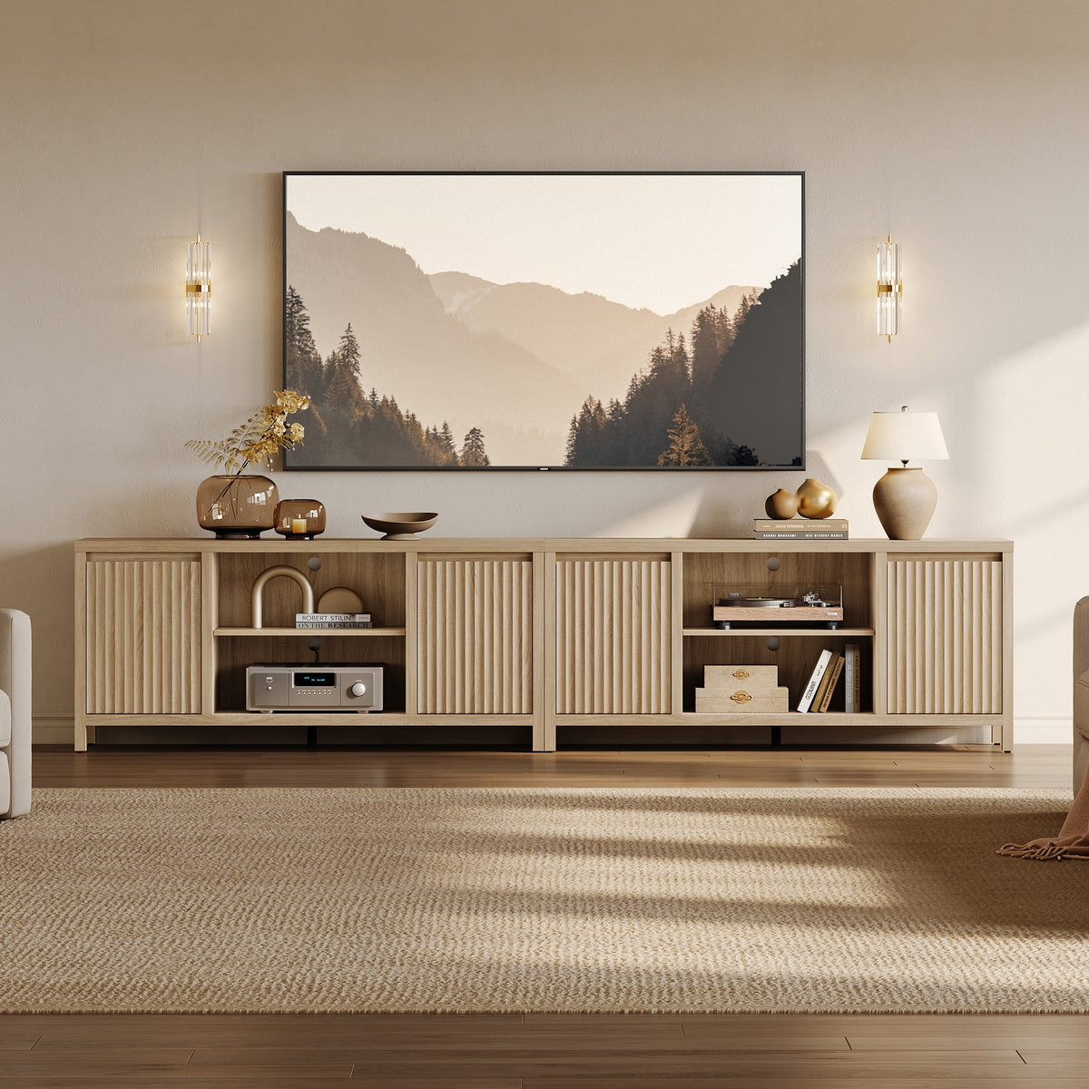 Prelude 65Inch TV Stand with Storage - Sandstone Beige - 2 Pieces