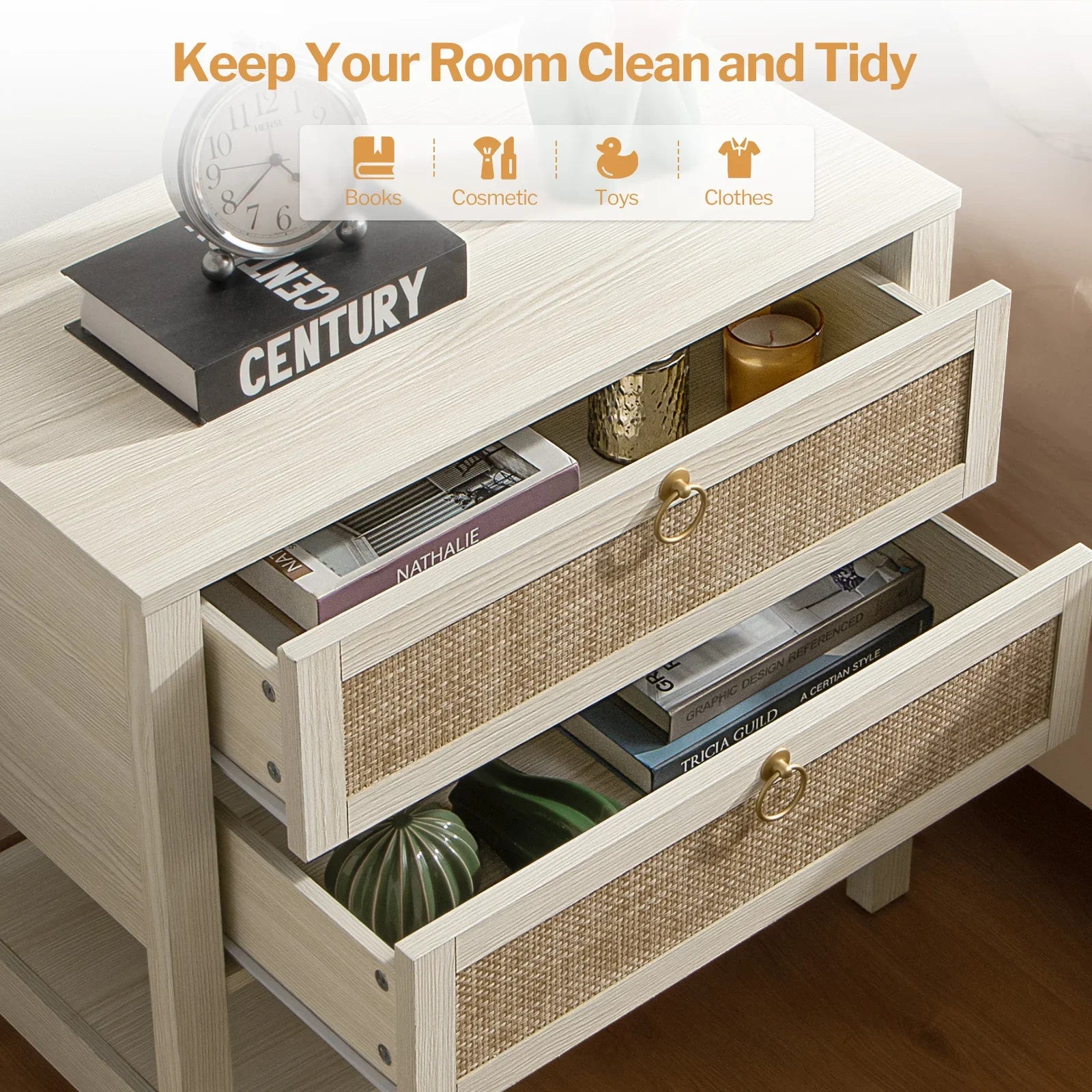 Terra 4 Doors Sideboard and 2 Drawers Nightstands Set