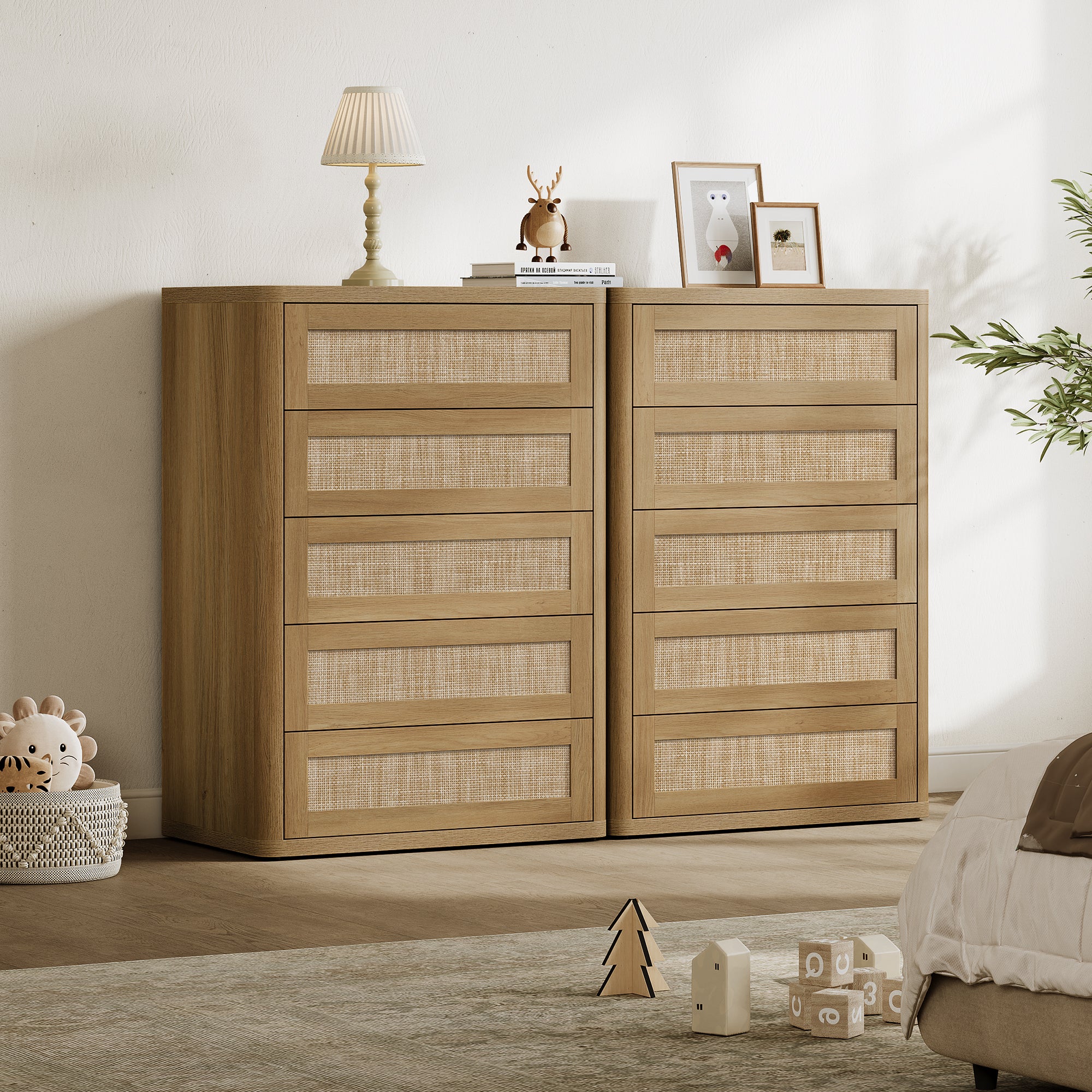 Zura Rattan Dresser, 5 Drawers