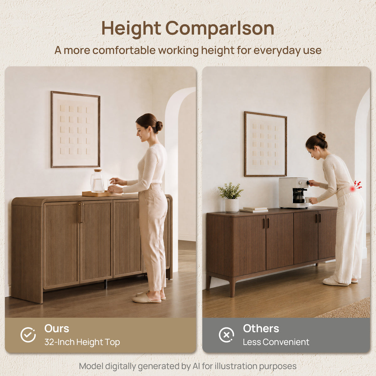 Alina Storage Cabinet, 65Inch Wide, Set of 2